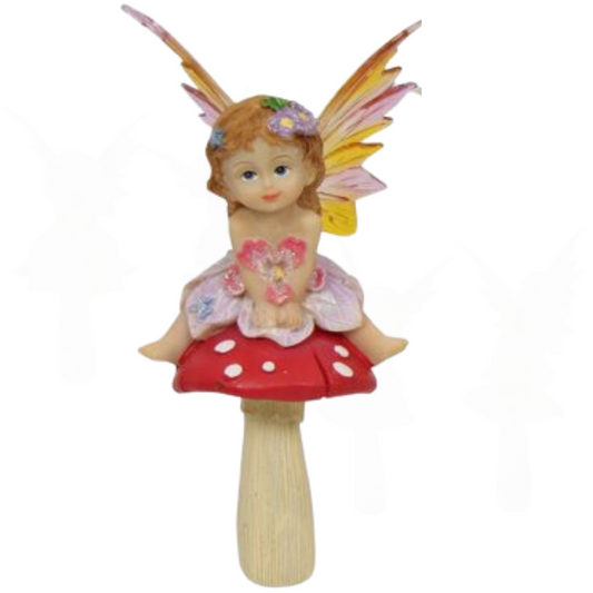 Fairy on Mushroom Garden Stakes