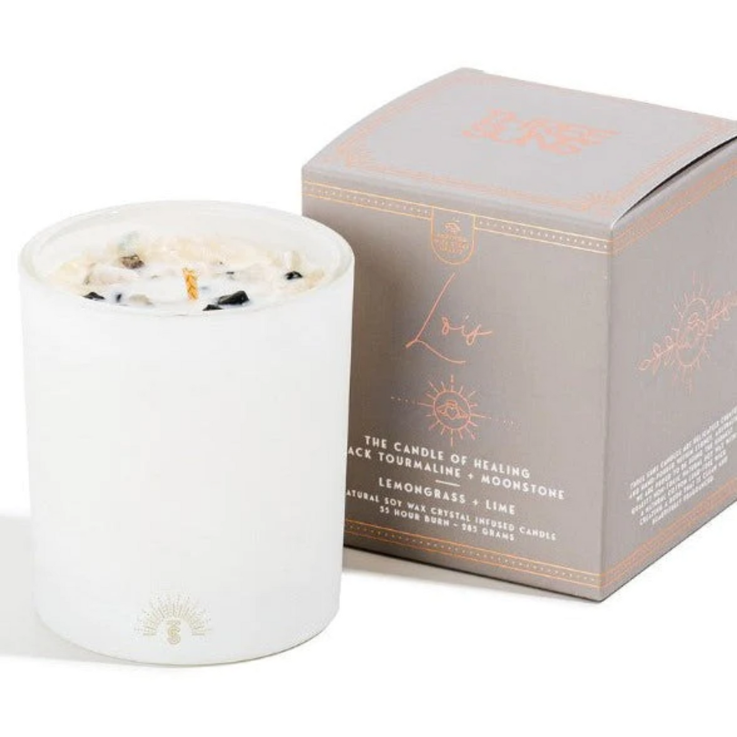 Lois | Crystal Infused Candle of Healing | Lemongrass & Lime