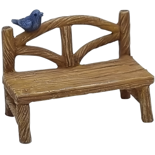 Wooden Bench with Bird